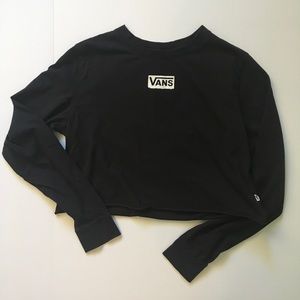 Vans Long Sleeve Black Crop Tee Sz Medium
